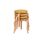 Ege Naturel Ahşap Ayak İstiflenebilir Mutfak-Balkon Taburesi 4 Adet - Sarı