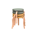 Ege Naturel Ahşap Ayak İstiflenebilir Mutfak-Balkon Taburesi 4 Adet - Karışık 5