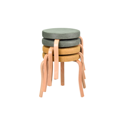 Ege Naturel Ahşap Ayak İstiflenebilir Mutfak-Balkon Taburesi 4 Adet - Karışık 5