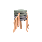 Ege Naturel Ahşap Ayak İstiflenebilir Mutfak-Balkon Taburesi 4 Adet - Karışık 7