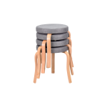 Ege Naturel Ahşap Ayak İstiflenebilir Mutfak-Balkon Taburesi 4 Adet - Gri