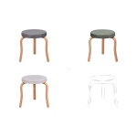 Ege Naturel Ahşap Ayak İstiflenebilir Mutfak-Balkon Taburesi 6 Adet - Karışık 1 - Görsel 2