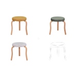 Ege Naturel Ahşap Ayak İstiflenebilir Mutfak-Balkon Taburesi 6 Adet - Karışık 2 - Görsel 2