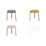 Ege Naturel Ahşap Ayak İstiflenebilir Mutfak-Balkon Taburesi 6 Adet - Karışık 3 - Görsel 2