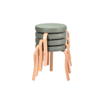 Ege Naturel Ahşap Ayak İstiflenebilir Mutfak-Balkon Taburesi 4 Adet - Yeşil