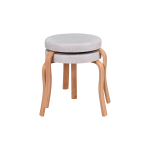 Ege Naturel Ahşap Ayak İstiflenebilir Mutfak-Balkon Taburesi 2 Adet - Krem