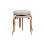 Ege Teddy Naturel Ahşap Ayak İstiflenebilir Mutfak-Balkon Taburesi Bej - 2 Adet