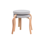 Ege Teddy Naturel Ahşap Ayak İstiflenebilir Mutfak-Balkon Taburesi Açık Gri - 2 Adet