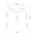 Ege Teddy Naturel Ahşap Ayak İstiflenebilir Mutfak-Balkon Taburesi Bej - 2 Adet - Görsel 3