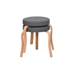 Ege Teddy Naturel Ahşap Ayak İstiflenebilir Mutfak-Balkon Taburesi Antrasit - 2 Adet