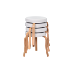 Ege Teddy Naturel Ahşap Ayak İstiflenebilir Mutfak-Balkon Taburesi Beyaz - 4 Adet