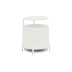 Çok Amaçlı Beyaz Metal Ayak C Sehpa Puf Seti Teddy Beyaz