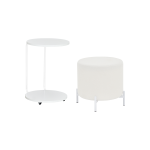 Çok Amaçlı Beyaz Metal Ayak C Sehpa Puf Seti Teddy Beyaz - Görsel 2