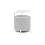 Çok Amaçlı Beyaz Metal Ayak C Sehpa Puf Seti Teddy Açık Gri