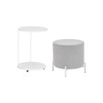 Çok Amaçlı Beyaz Metal Ayak C Sehpa Puf Seti Teddy Açık Gri - Görsel 2