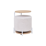 Çok Amaçlı Beyaz Metal Ayak C Sehpa Puf Seti Naturel - Krem