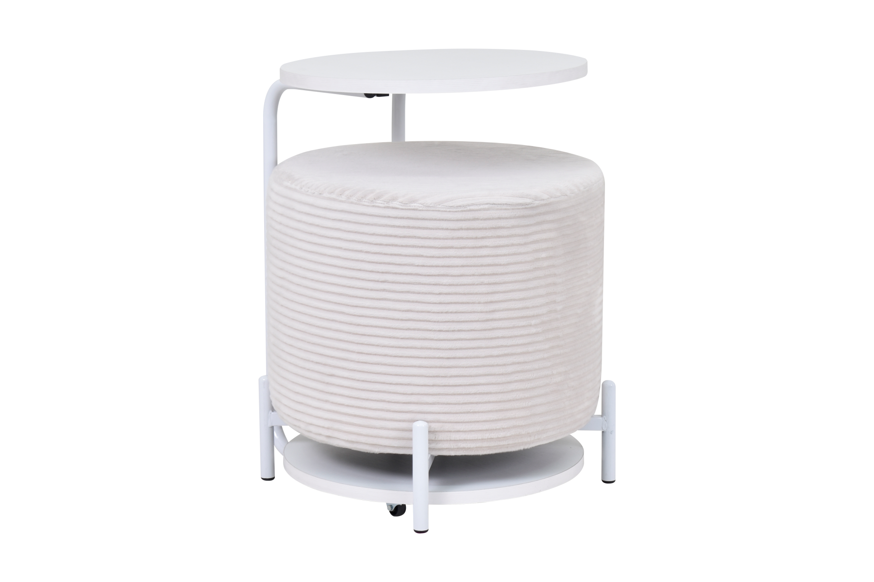 idea-soft-emr-beyaz-kanyon5 Çok Amaçlı Beyaz Metal Ayak C Sehpa Puf Seti Beyaz - Krem - Görsel 1