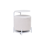 Çok Amaçlı Beyaz Metal Ayak C Sehpa Puf Seti Beyaz - Kiremit