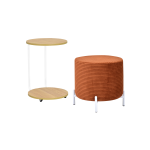 Çok Amaçlı Beyaz Metal Ayak C Sehpa Puf Seti Naturel - Kiremit - Görsel 2