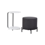 Çok Amaçlı Beyaz Metal C Sehpa Puf Seti Gri-O - Görsel 2