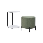Çok Amaçlı Beyaz Metal C Sehpa Puf Seti Yeşil - Görsel 2