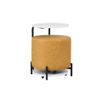 Çok Amaçlı Beyaz Metal C Sehpa Puf Seti Sarı