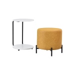 Çok Amaçlı Beyaz Metal C Sehpa Puf Seti Sarı - Görsel 2