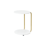 Çok Amaçlı Gold Metal Ayak C Sehpa Puf Seti Beyaz - Teddy Açık Gri - Görsel 3