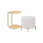 Çok Amaçlı Gold Metal Ayak C Sehpa Puf Seti Naturel - Krem - Görsel 2