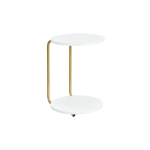 Çok Amaçlı Gold Metal Ayak C Sehpa Puf Seti Beyaz - Kiremit - Görsel 6