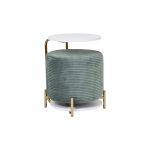 Çok Amaçlı Gold Metal Ayak C Sehpa Puf Seti Beyaz - Yeşil