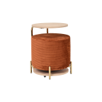 Çok Amaçlı Gold Metal Ayak C Sehpa Puf Seti Naturel - Kiremit