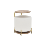 Çok Amaçlı Gold Metal Ayak C Sehpa Puf Seti Kestane - Teddy Beyaz