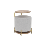 Çok Amaçlı Gold Metal Ayak C Sehpa Puf Seti Kestane - Teddy Açık Gri