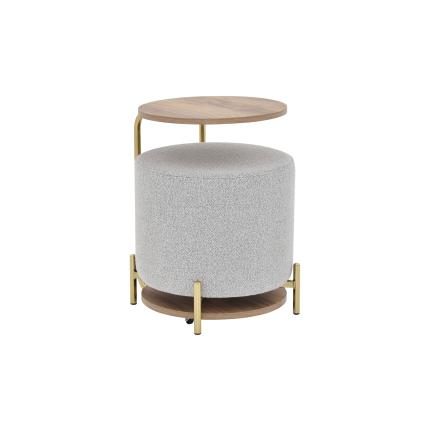 Çok Amaçlı Gold Metal Ayak C Sehpa Puf Seti Kestane - Teddy Açık Gri