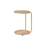 Çok Amaçlı Gold Metal Ayak C Sehpa Puf Seti Kestane - Teddy Beyaz - Görsel 3