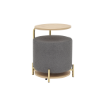 Çok Amaçlı Gold Metal Ayak C Sehpa Puf Seti Naturel - Teddy Gri