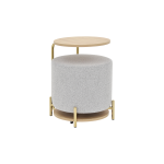 Çok Amaçlı Gold Metal Ayak C Sehpa Puf Seti Naturel - Teddy Açık Gri