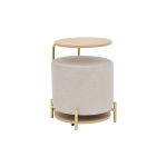 Çok Amaçlı Gold Metal Ayak C Sehpa Puf Seti Beyaz - Teddy Açık Gri - Görsel 8