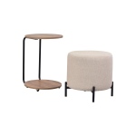 Çok Amaçlı Kestane Metal C Sehpa Puf Seti Krem-O - Görsel 3