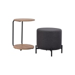 Çok Amaçlı Kestane Metal C Sehpa Puf Seti Gri-O - Görsel 3