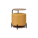 Çok Amaçlı Kestane Metal C Sehpa Puf Seti Sarı