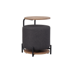 Çok Amaçlı Kestane Metal C Sehpa Puf Seti Gri-O - Görsel 2