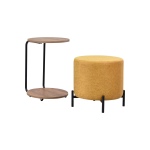 Çok Amaçlı Kestane Metal C Sehpa Puf Seti Sarı - Görsel 2