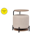 Çok Amaçlı Kestane Metal C Sehpa Puf Seti Krem-O - Görsel 2