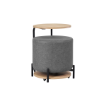 Çok Amaçlı Naturel Metal C Sehpa Puf Seti Gri