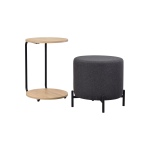 Çok Amaçlı Naturel Metal C Sehpa Puf Seti Gri-O - Görsel 2