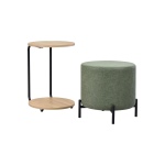 Çok Amaçlı Naturel Metal C Sehpa Puf Seti Yeşil - Görsel 2