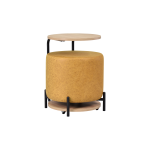 Çok Amaçlı Naturel Metal C Sehpa Puf Seti Sarı