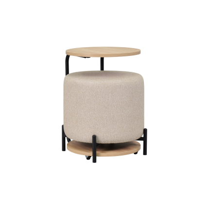 Çok Amaçlı Naturel Metal C Sehpa Puf Seti Krem-O